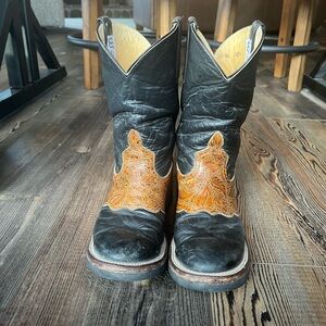 Anderson Bean Black and Brown Heeled Boots